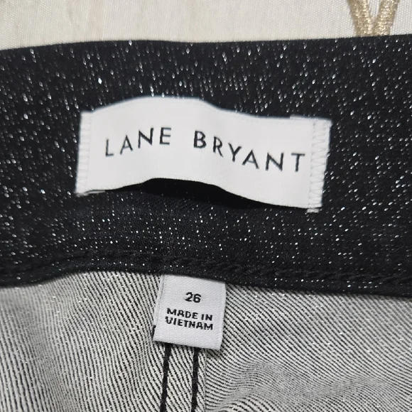 Lane Bryant Womens Glittery Black Pull On Pants Sz 26 NWT - Picture 9 of 9